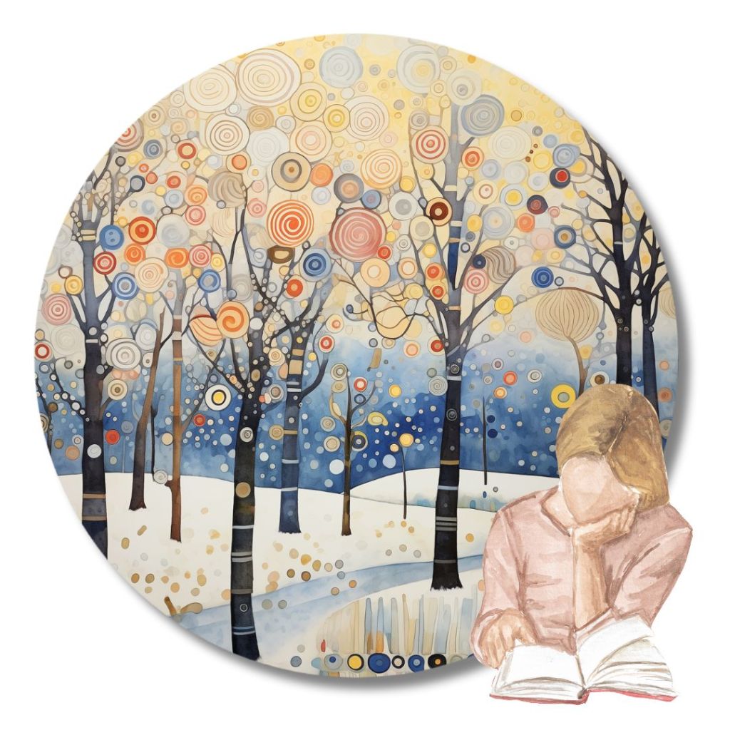 watercolor wildfire clipart scene with reader 